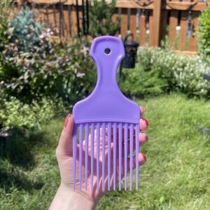 Vintage‎ Purple Lift Comb Hair Pick w/ Handle Retro Hair Care USA Unbreakable